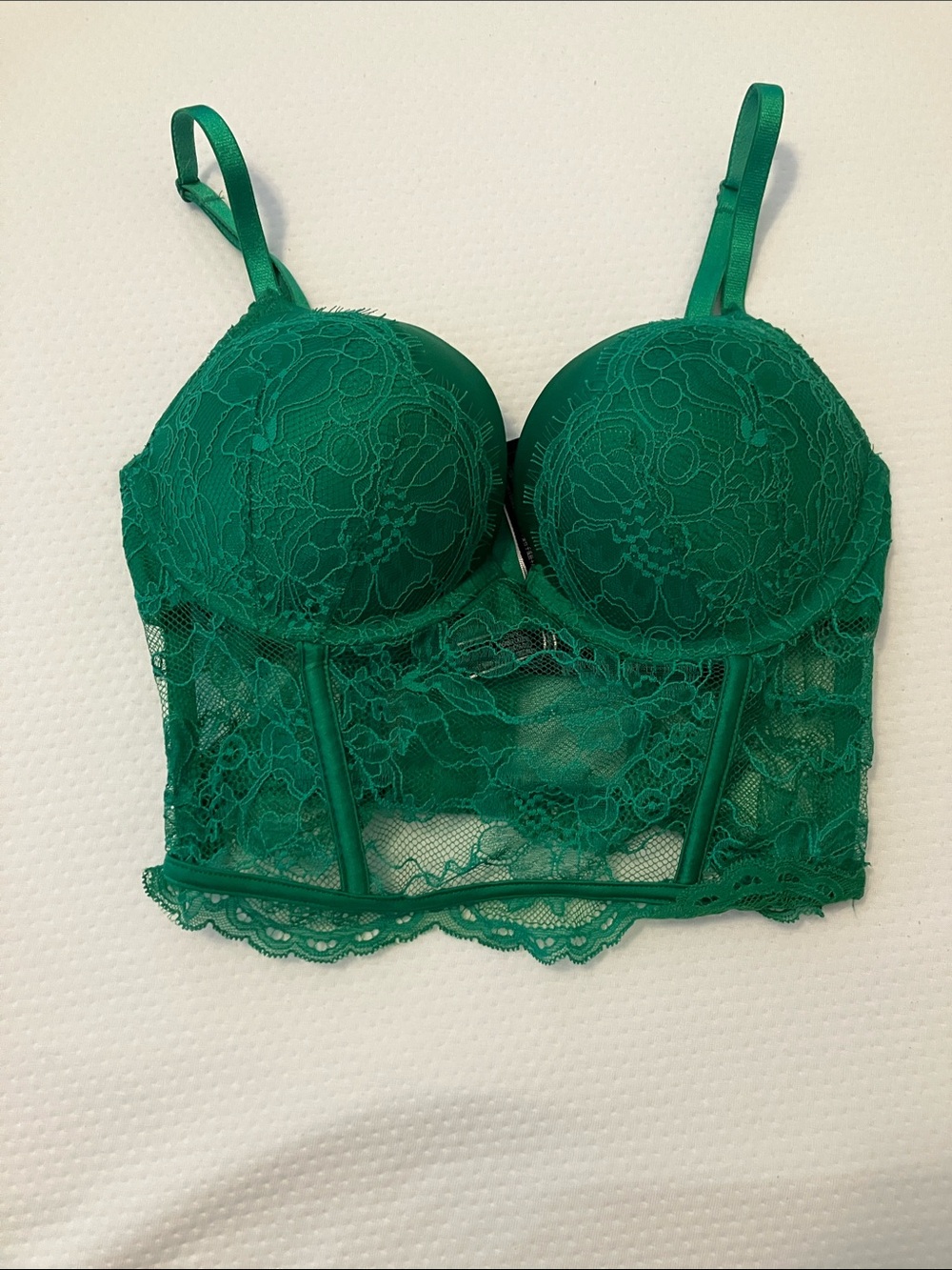 Victoria's Secret Emerald Green Lace Longline Bustier Bra